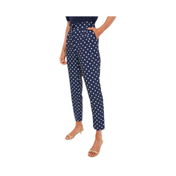 Tuckernuck Pixie Navy White Polka Dot Preppy Pleated Trouser Pants, Size Small - Picture 1 of 13